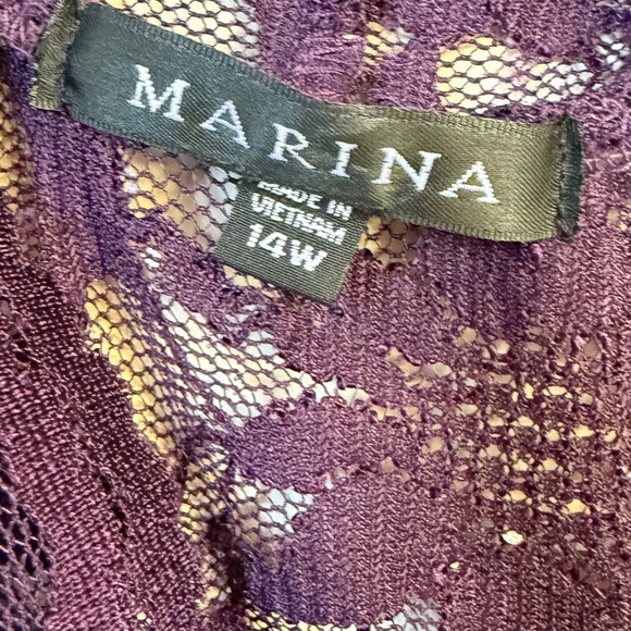 Marina Purple Sequin Lace Sheath Dress 14W Plus Size Cocktail Party Formal Midi - Picture 3 of 7